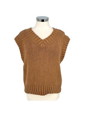 Faherty Sweater Vest in Falafel V-Neck Sleeveless Size Medium